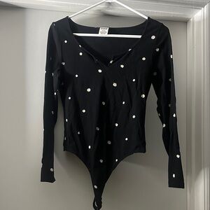 PINK Victoria's Secret Black Daisy Bodysuit